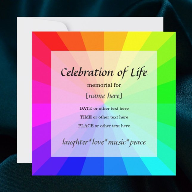 Rainbow Celebration of Life Memorial Invitation (Creator Uploaded)