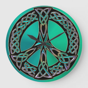 Rainbow Celtic Knot Peace Sign Clock