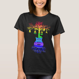 Rainbow Chakra Guitars Tree of Life Artsy Music Lo T-Shirt