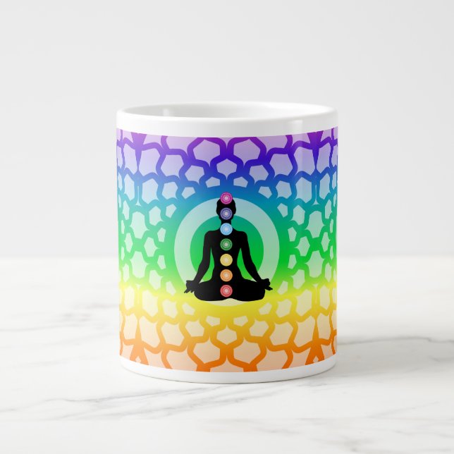Rainbow Chakra Yoga Jumbo Mug Sacré Géométrie Art (Devant)