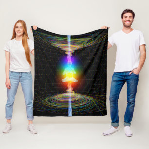 Rainbow Chakras Energy Field Black Fleece Blanket