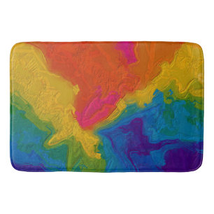 Rainbow Chalk Gradient Swirls Bath Mat