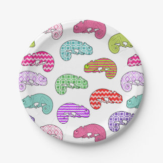 Rainbow Chameleon Pattern Paper Plate