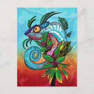 Rainbow Chameleon Postcard
