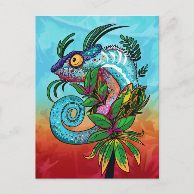 Rainbow Chameleon Postcard (Front)