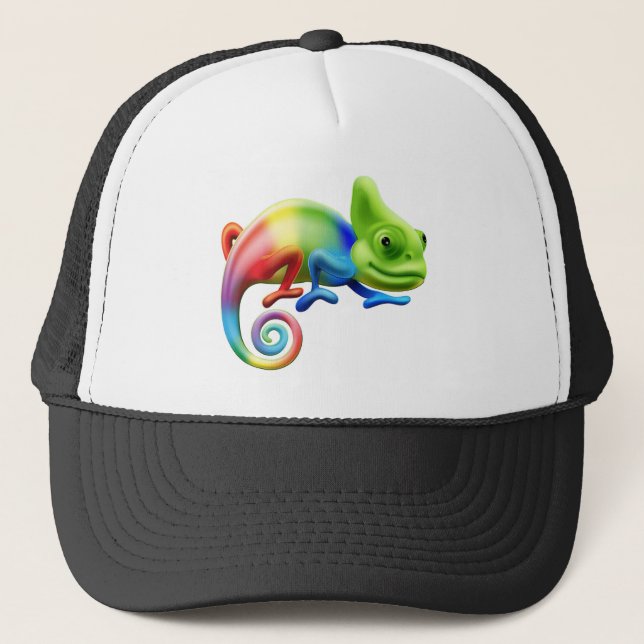 Rainbow chameleon trucker hat (Front)