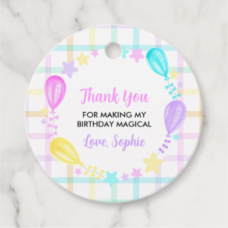 Rainbow Checks and Stars Birthday Favour Tags
