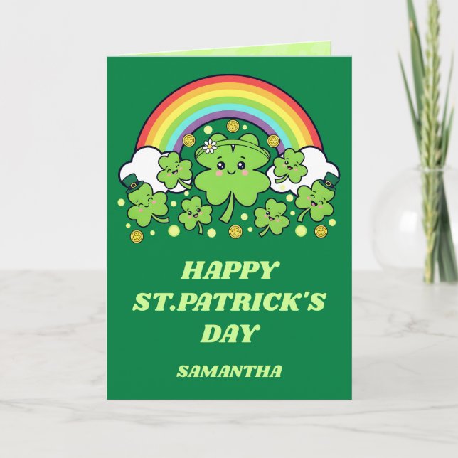 Rainbow Cheer St. Patrick’s Day Greeting Card (Front)