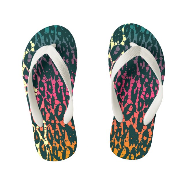 Rainbow Cheetah Kid's Flip Flops (Footbed)