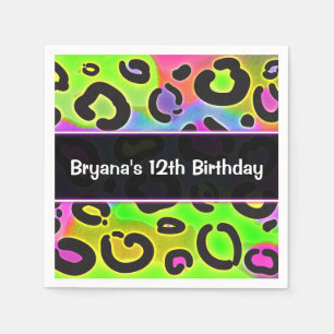 Rainbow Cheetah Leopard Birthday Party Napkins