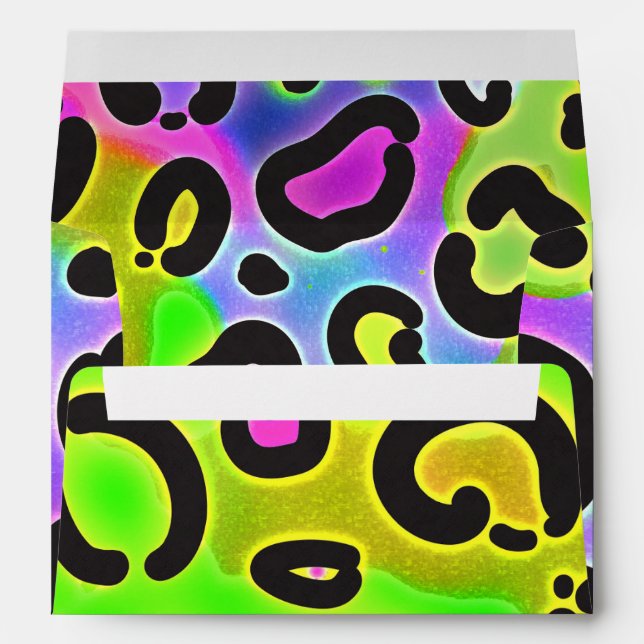 Rainbow Cheetah Leopard Party Invitations Envelope (Back (Bottom))