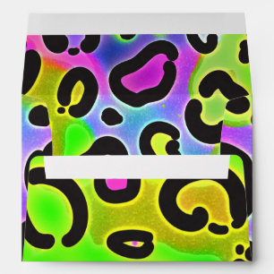 Rainbow Cheetah Leopard Party Invitations Envelope
