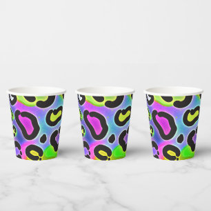 Rainbow Cheetah Leopard Print Birthday Party Paper Cups