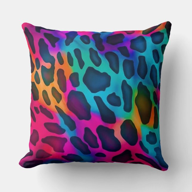 Rainbow cheetah throw pillow (Front)