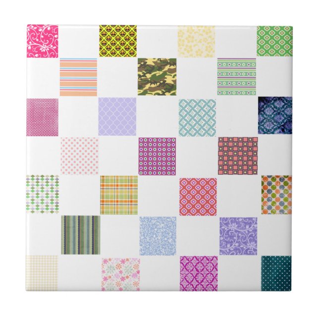 Rainbow Chequerboard pattern Tile (Front)