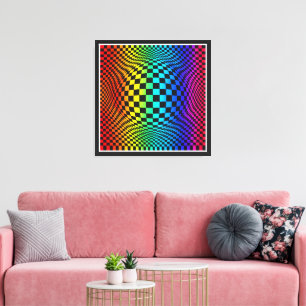 Rainbow Chequerboard Warp Canvas Print
