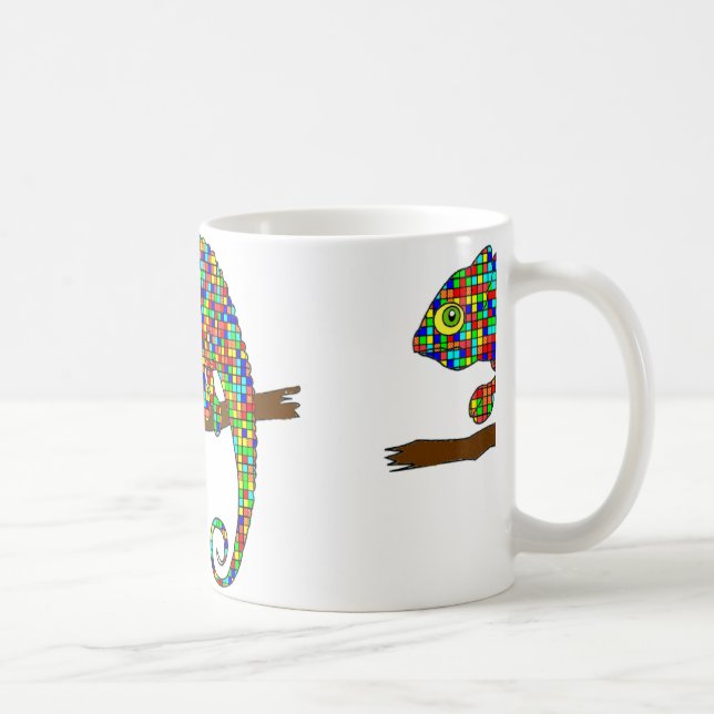 Rainbow Chequered Chameleon Mug (Right)
