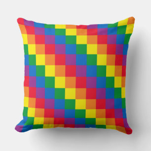 Rainbow Chequered Throw Pillow