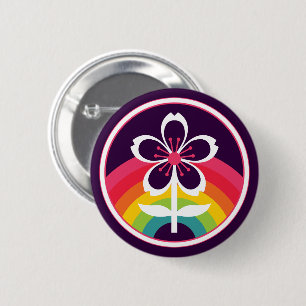 rainbow cherry blossom 2 inch round button