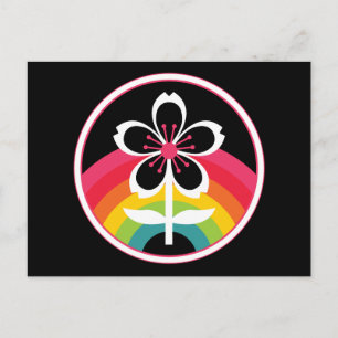 rainbow cherry blossom postcard