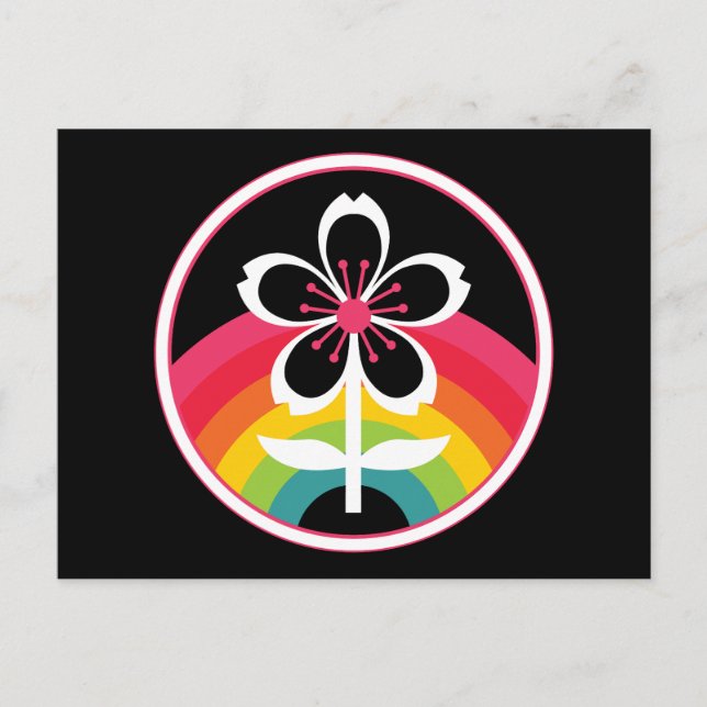 rainbow cherry blossom postcard (Front)