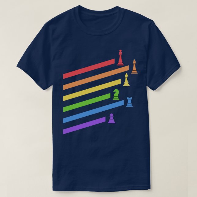 Rainbow Chess Pieces Boardgames Nerd T-Shirt (Design Front)