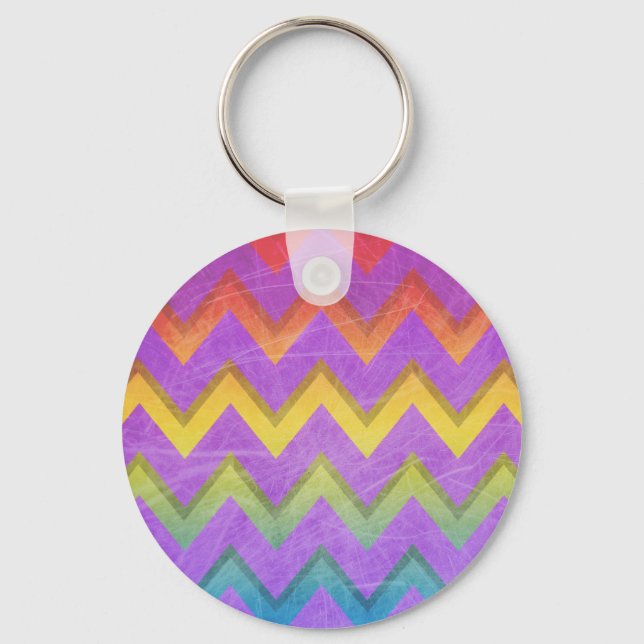 Rainbow Chevron by Shirley Taylor Keychain (Front)