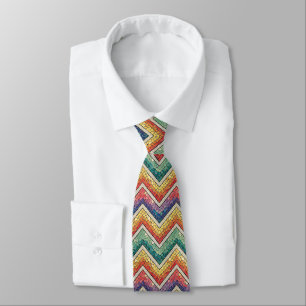 Rainbow Chevron Mosaic – Colourful Geometric Tile Tie