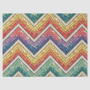 Rainbow Chevron Mosaic – Colourful Geometric Tile Tissue Paper