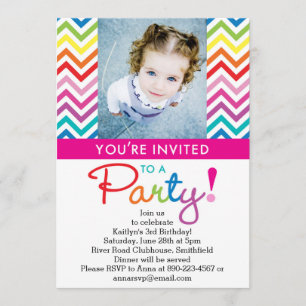 Rainbow Chevron Party Invitation