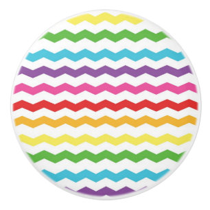 Rainbow Chevron Pattern Colourful Drawer Dresser Ceramic Knob