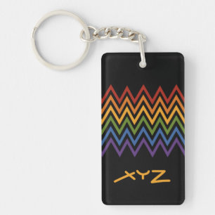 Rainbow Chevron Pattern custom key chain