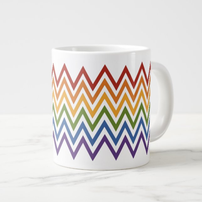 Rainbow Chevron Pattern custom mugs (Front Right)