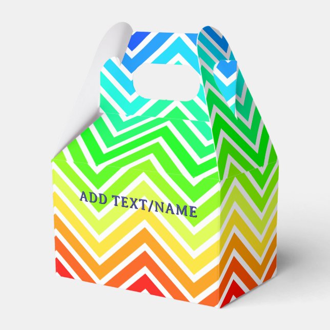 Rainbow Chevron Pattern Custom Name Favor Box (Front Side)