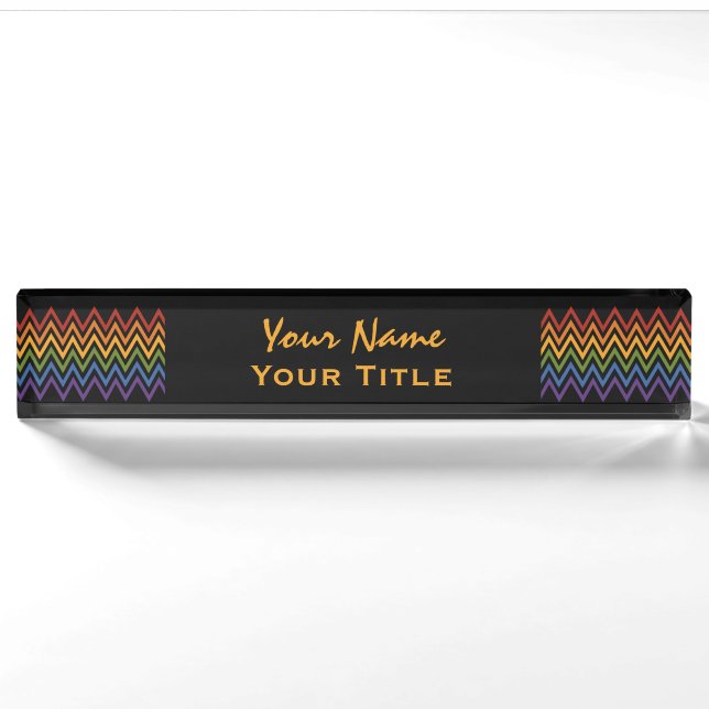 Rainbow Chevron Pattern custom name plates (Front)