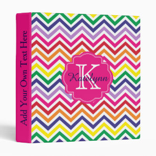 Rainbow Chevron Personalized Monogram Binder