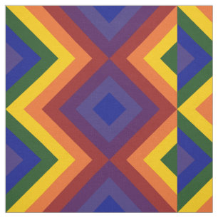 Rainbow Chevron Stripes and Diamonds Geometric Fabric