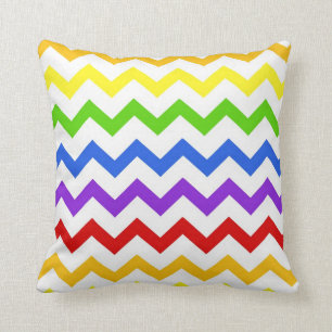 Rainbow chevron zigzag kawaii cute zig zag pattern throw pillow