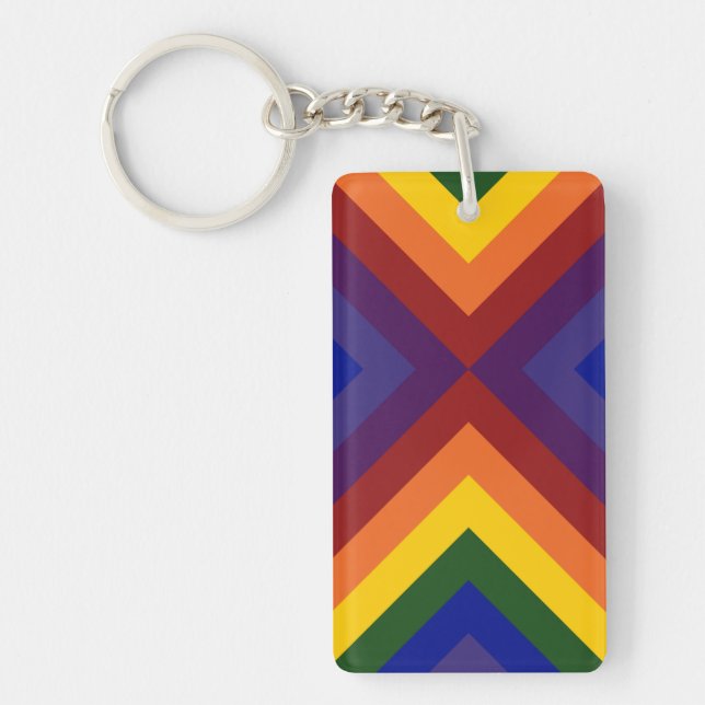 Rainbow Chevrons Acrylic Keychain (Front)