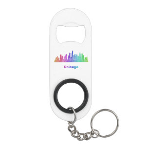 Rainbow Chicago skyline Mini Bottle Opener