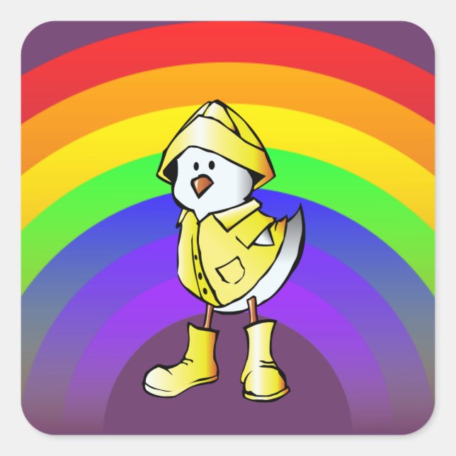 rainbow chick square sticker (Front)