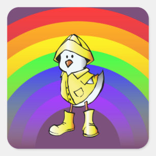rainbow chick square sticker