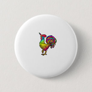 Rainbow Chicken Unicorn Rooster Funny Animal Image 2 Inch Round Button
