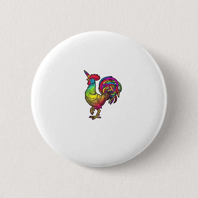 Rainbow Chicken Unicorn Rooster Funny Animal Image 2 Inch Round Button (Front)