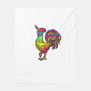 Rainbow Chicken Unicorn Rooster Funny Animal Image Fleece Blanket