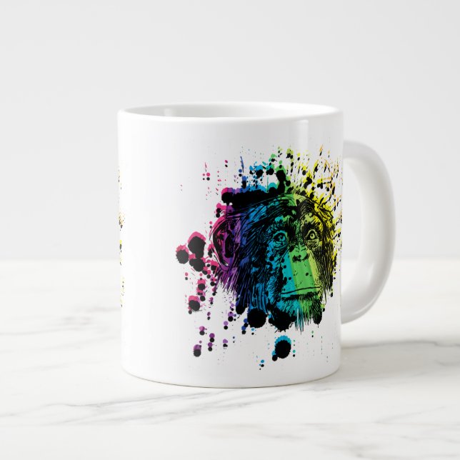Rainbow Chimpanzee Large Coffee Mug (Front Right)
