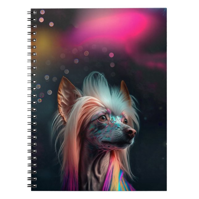 Rainbow Chinese Crested Dog Notebook (Front)