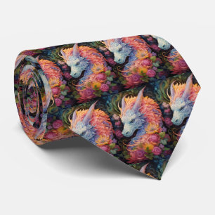 Rainbow Chinese Dragon Pattern Tie
