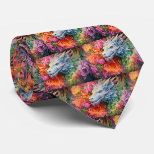 Rainbow Chinese Dragon Pattern Tie