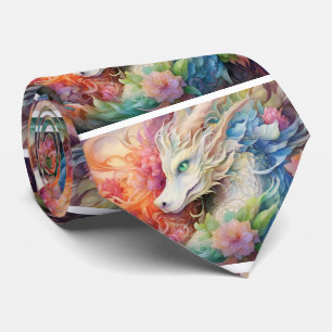 Rainbow Chinese Dragon Pattern Tie
